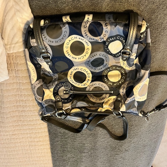 Coach F17582 Alexandra Blue Sateen Snaphead Print 3 Way Shoulder Bag. - Picture 5 of 9